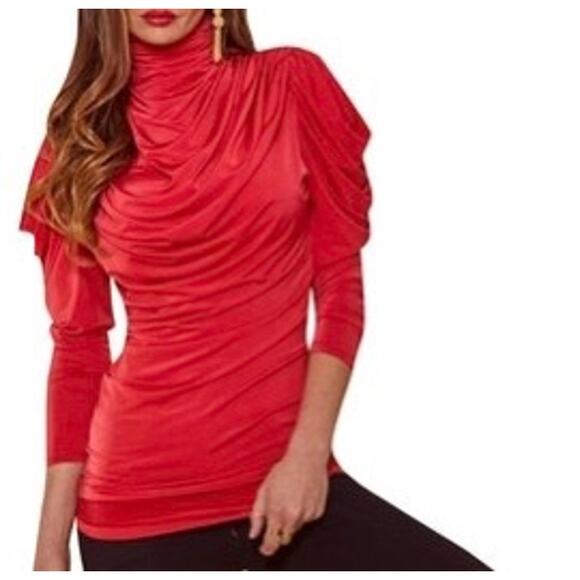 Bisou Bisou The Sophie Top Blouse Red Medium NEW - Picture 1 of 13